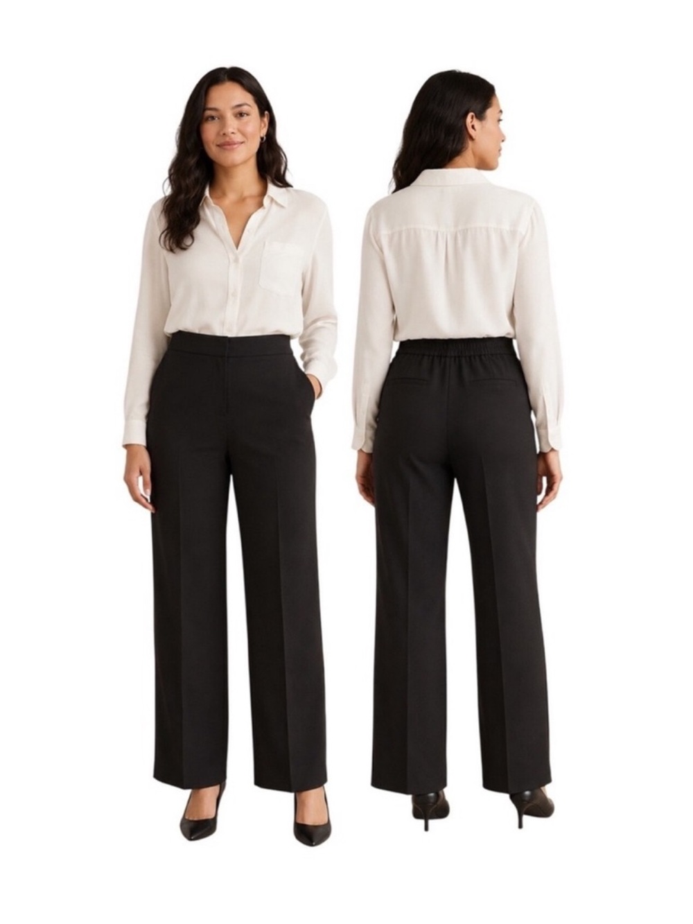Quince Stretch Crepe Classic Trouser Pants in Black, Size 16, NWT